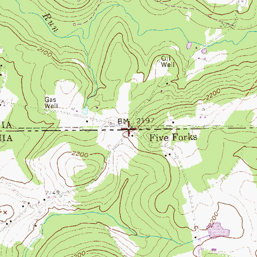 Topographic Map of Five Forks, WV