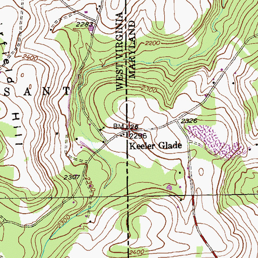 Topographic Map of Keeler Glade, WV