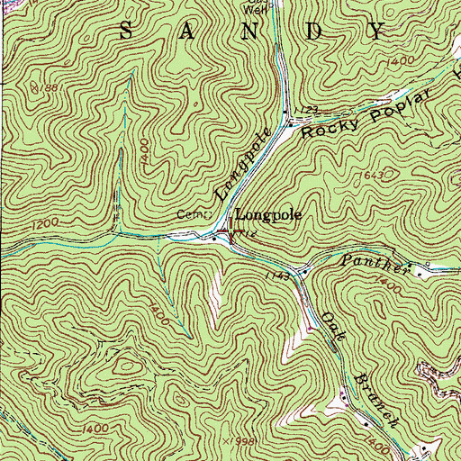 Topographic Map of Longpole, WV