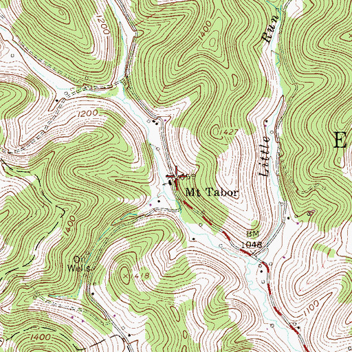 Topographic Map of Mount Tabor, WV