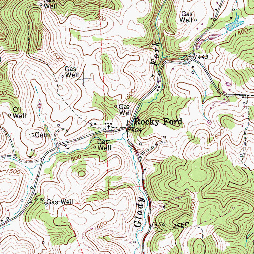 Topographic Map of Rocky Ford, WV