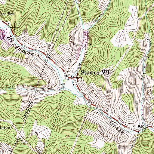 Topographic Map of Sturms Mill, WV