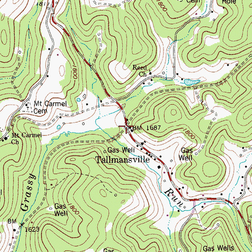 Topographic Map of Tallmansville, WV