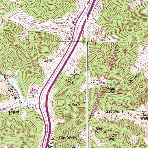 Topographic Map of Lewis County, WV