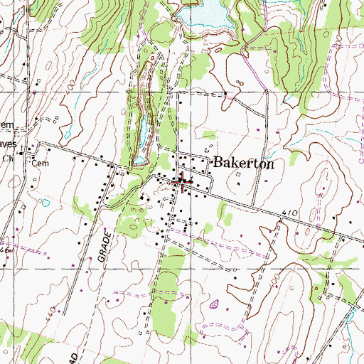 Topographic Map of Bakerton, WV