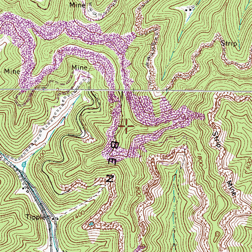 Topographic Map of Ben Creek Mountain, WV
