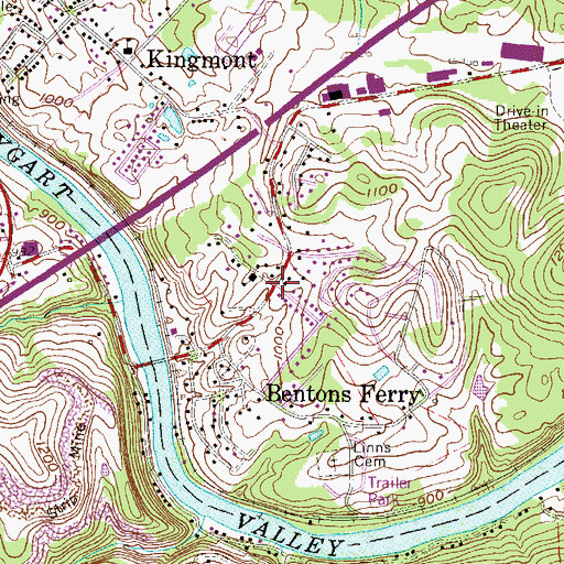 Topographic Map of Bentons Ferry, WV