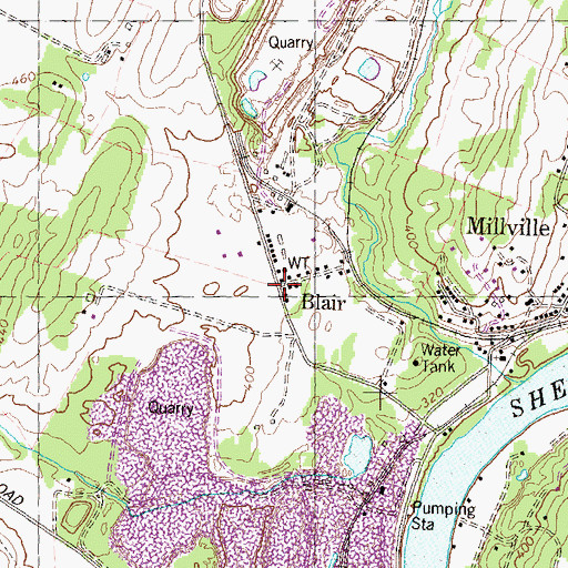 Topographic Map of Blair, WV