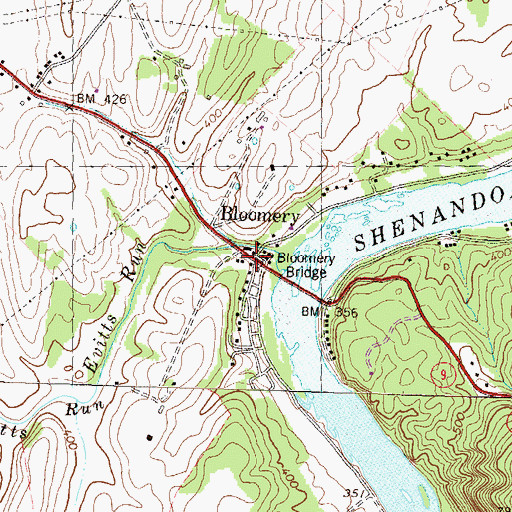 Topographic Map of Bloomery, WV
