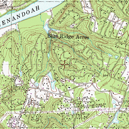 Topographic Map of Blue Ridge Acres, WV
