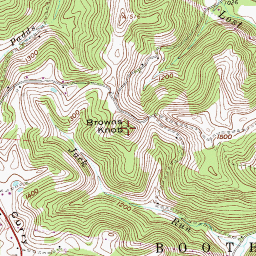 Topographic Map of Browns Knob, WV