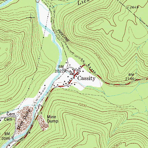Topographic Map of Cassity, WV
