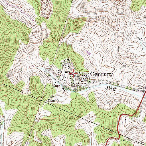 Topographic Map of Century, WV