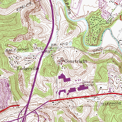 Topographic Map of Courtright, WV