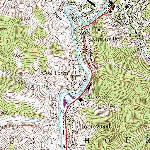 Topographic Map of Cox Town, WV