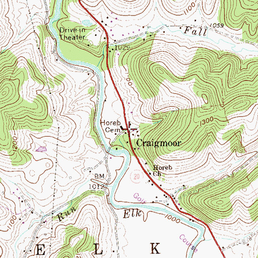 Topographic Map of Craigmoor, WV