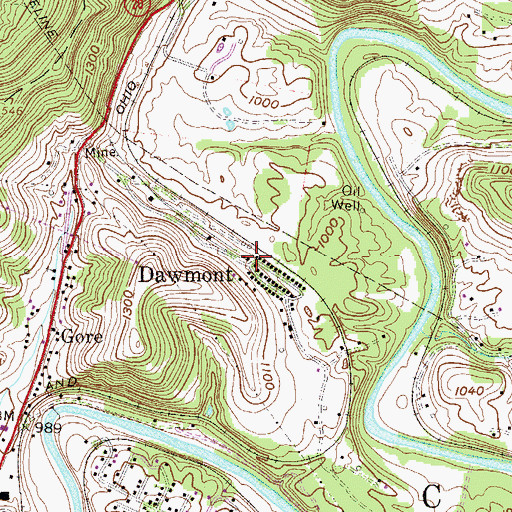 Topographic Map of Dawmont, WV