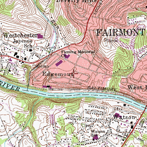 Topographic Map of Edgemont, WV