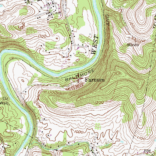 Topographic Map of Farnum, WV