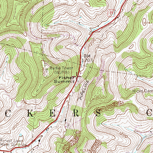Topographic Map of Fisher Summit, WV