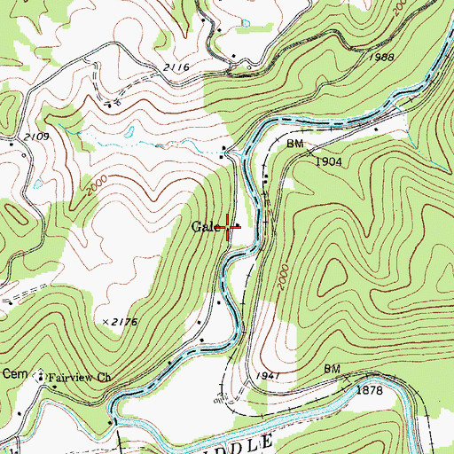 Topographic Map of Gale, WV