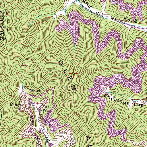 Topographic Map of Glen Alum Mountain, WV