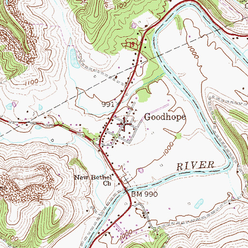 Topographic Map of Goodhope, WV
