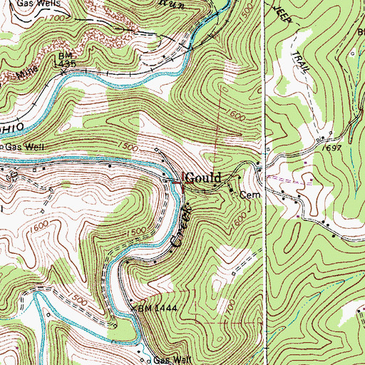 Topographic Map of Gould, WV