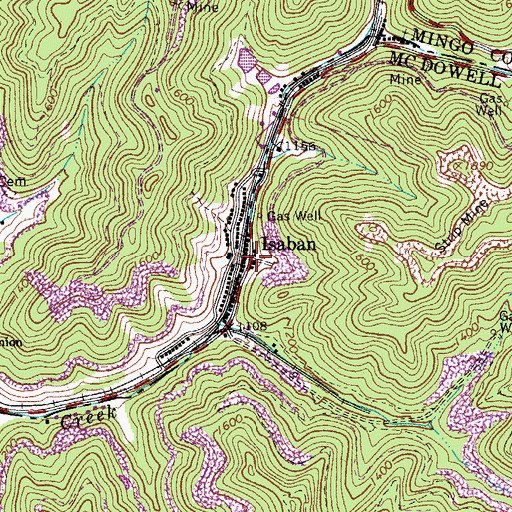Topographic Map of Isaban, WV