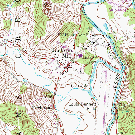 Topographic Map of Jackson Mill, WV