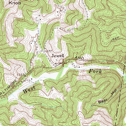 Topographic Map of Jewell, WV