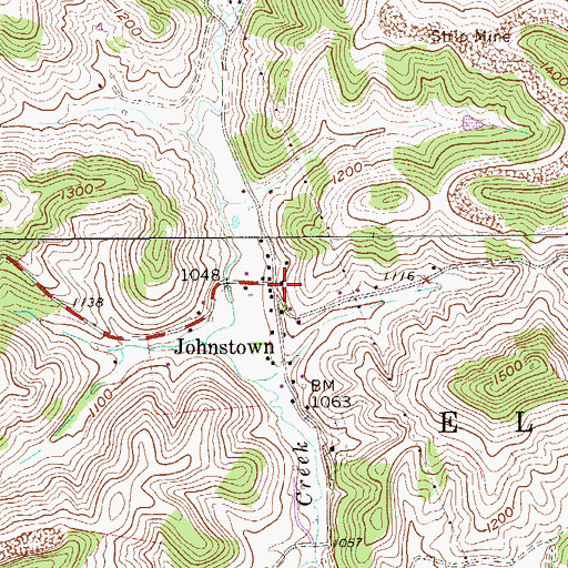 Topographic Map of Johnstown, WV