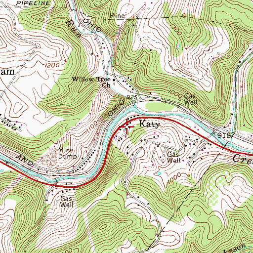 Topographic Map of Katy, WV