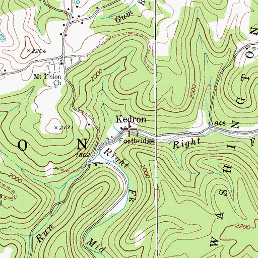 Topographic Map of Kedron, WV