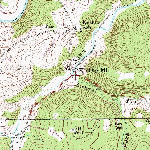 Topographic Map of Kesling Mill, WV