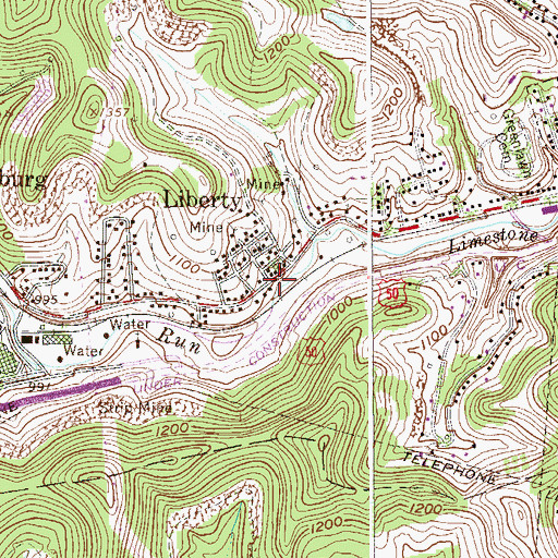 Topographic Map of Liberty, WV