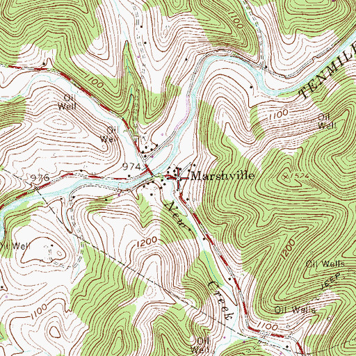 Topographic Map of Marshville, WV