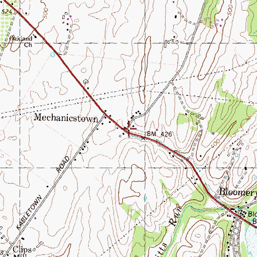 Topographic Map of Mechanicstown, WV