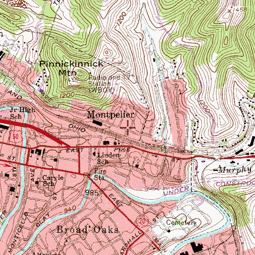Topographic Map of Montpelier, WV
