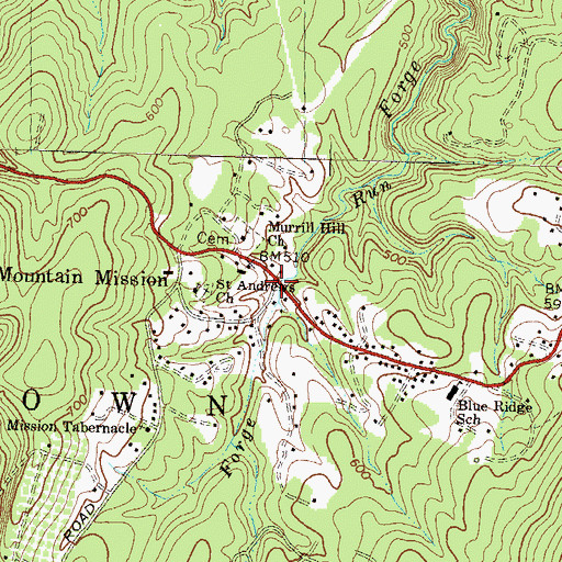 Topographic Map of Mountain Mission, WV