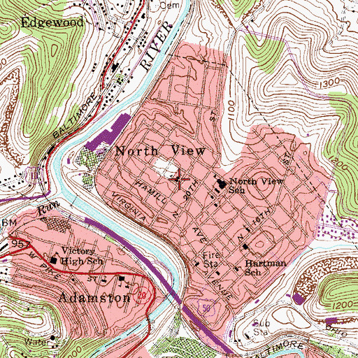 Topographic Map of North View, WV