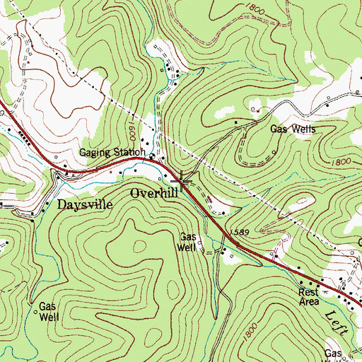Topographic Map of Overhill, WV