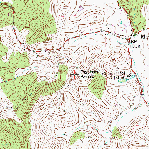 Topographic Map of Patton Knob, WV