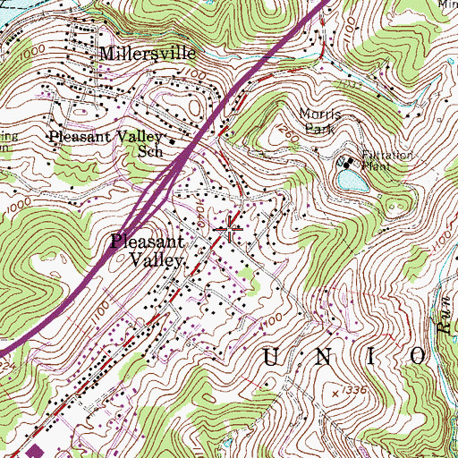 Topographic Map of Pleasant Valley, WV
