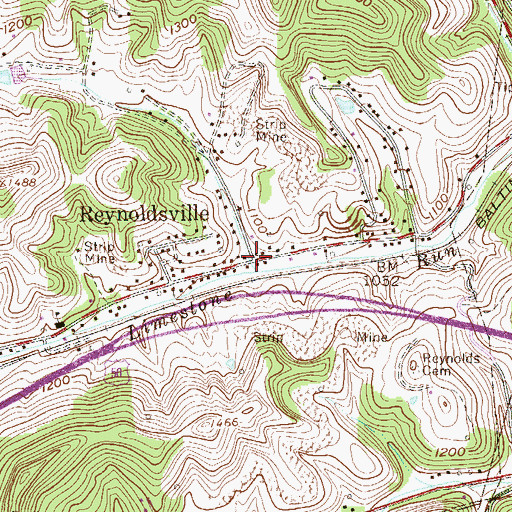 Topographic Map of Reynoldsville, WV