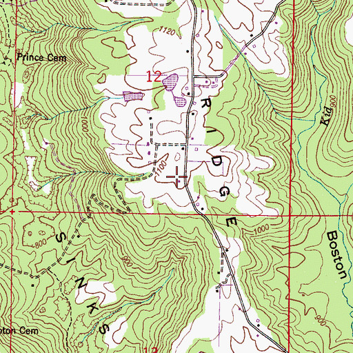 Topographic Map of Pine Ridge School (historical), AL