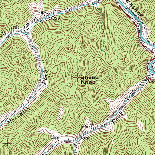 Topographic Map of Sheep Knob, WV