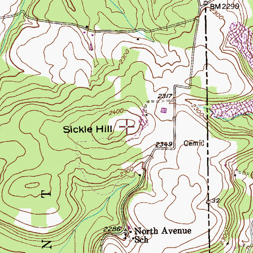 Topographic Map of Sickle Hill, WV