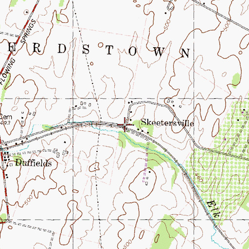 Topographic Map of Skeetersville, WV
