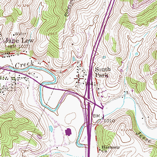 Topographic Map of South Park, WV